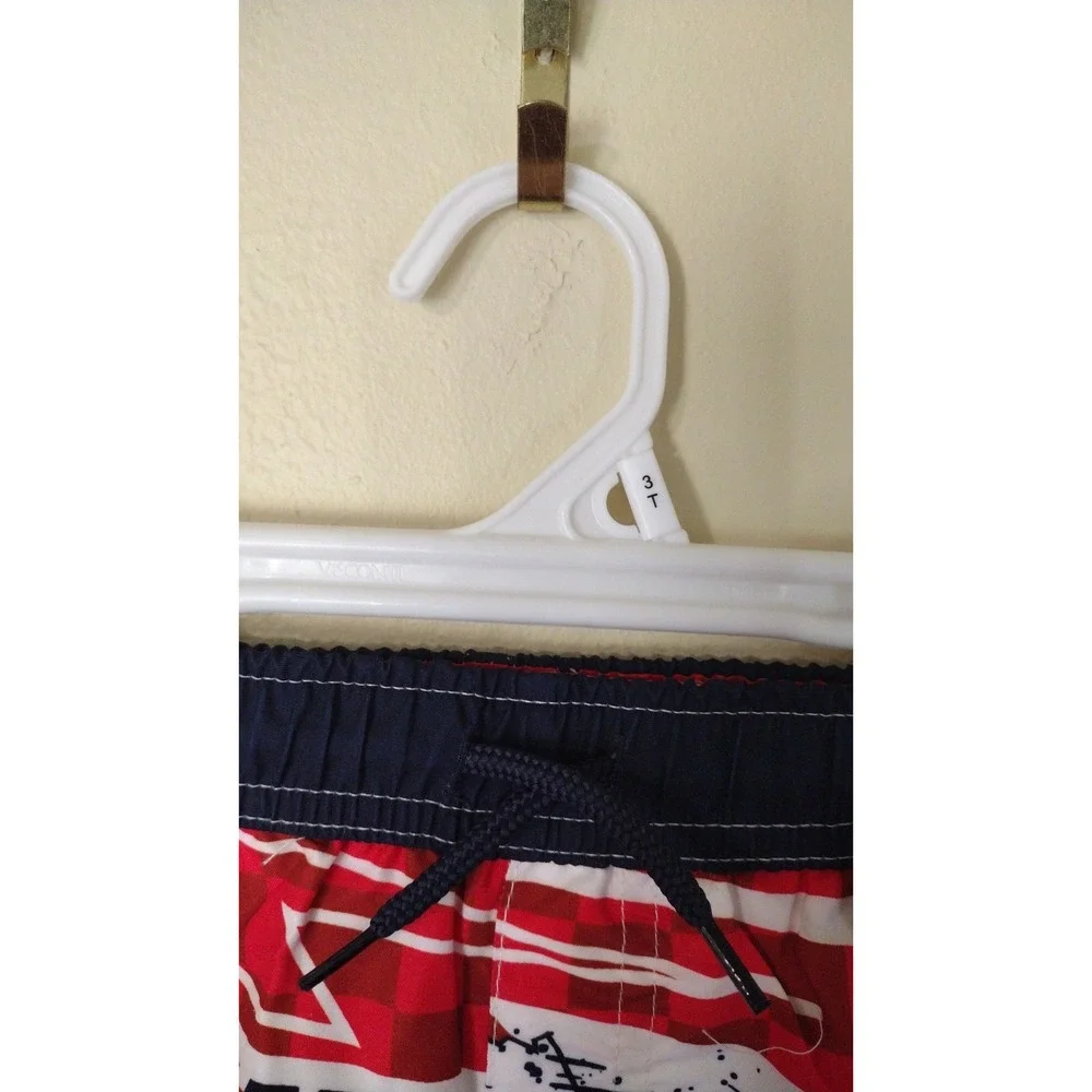 Disney Pixar Cars Lightning McQueen Swim Trunks Red Checkered UPF 50+ Boys 3T